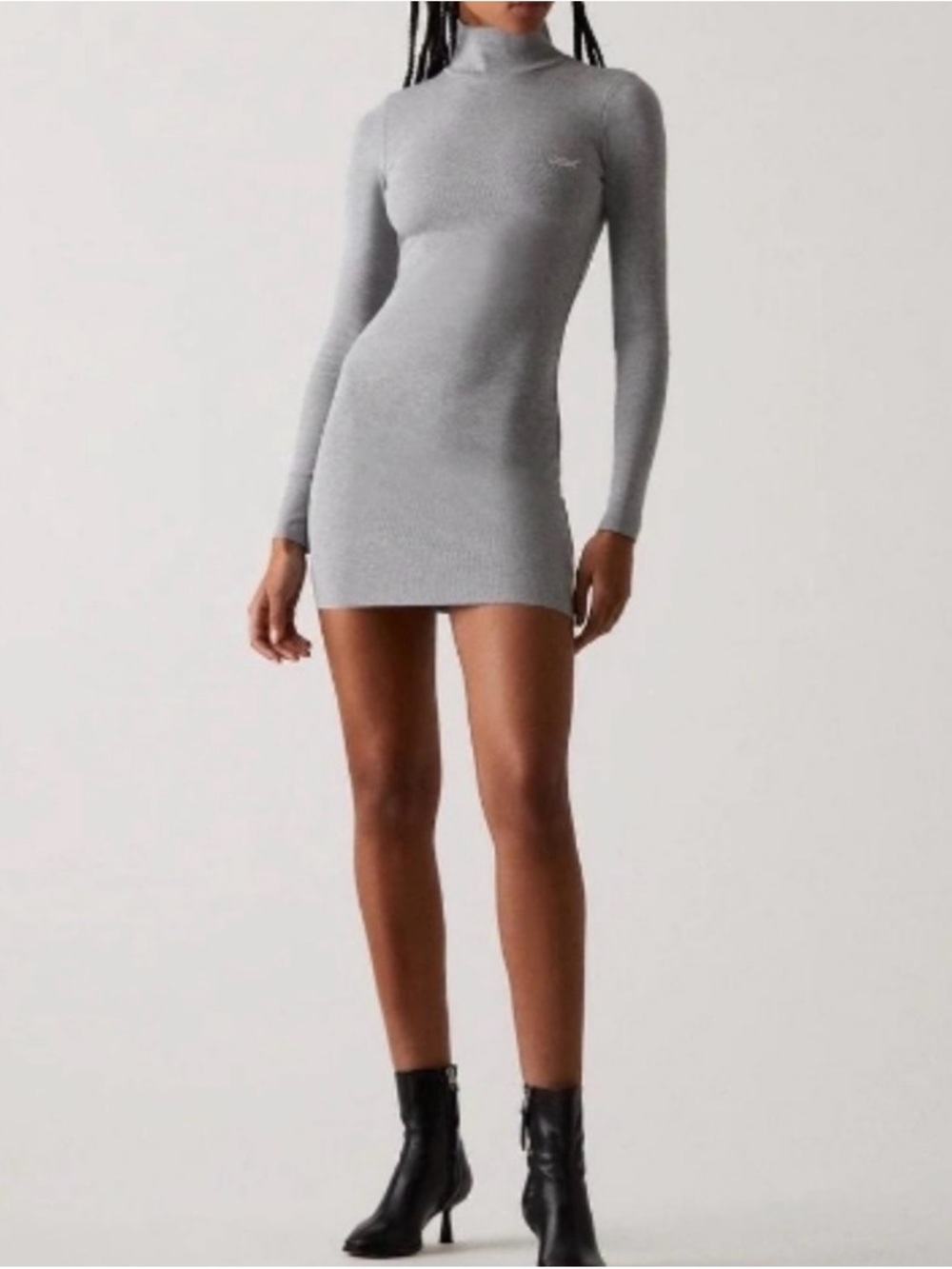 Kith Gray Turtleneck Ribbed Bodycon Mini Dress